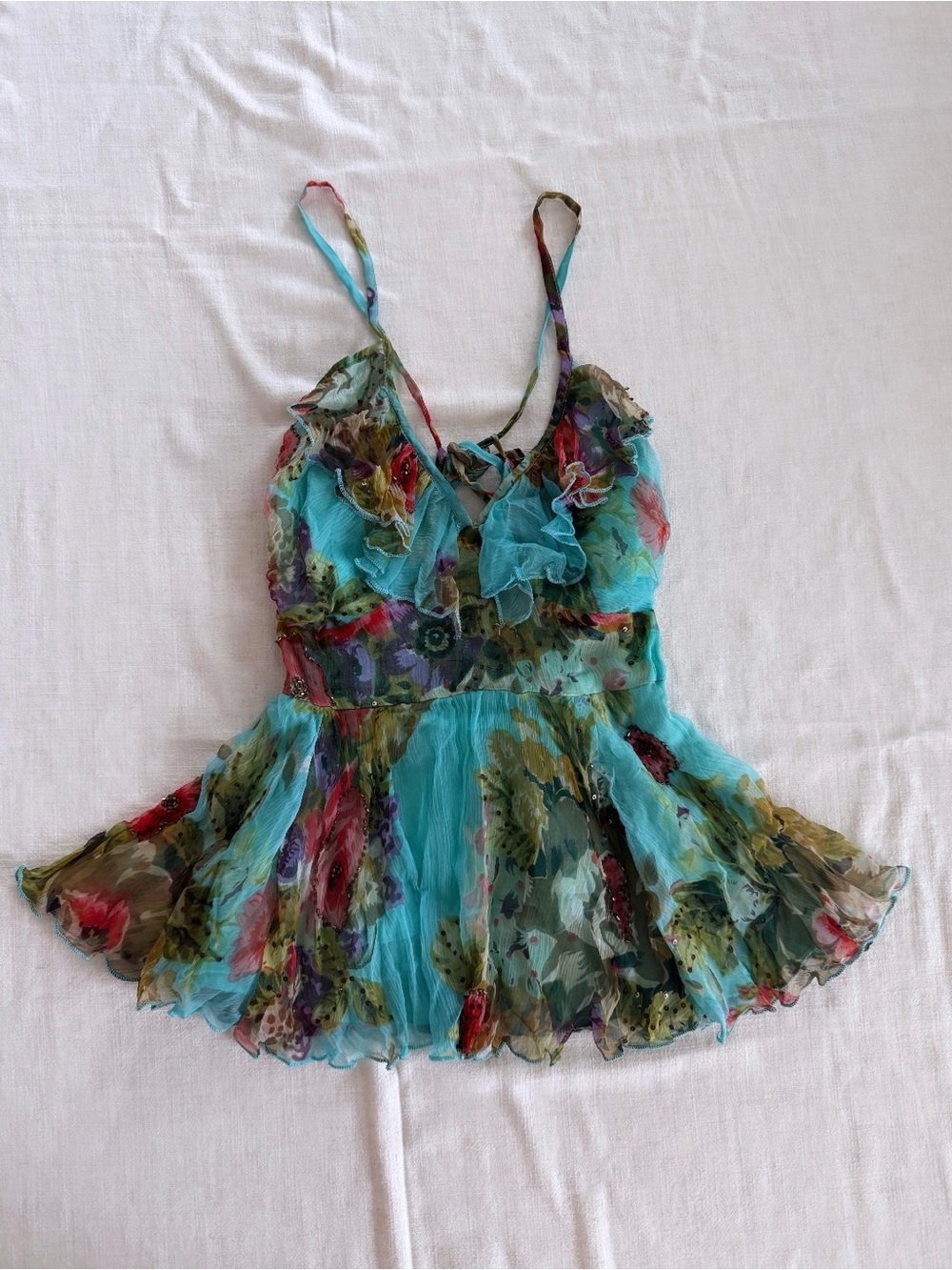 Vintage Angel Fairycore Beaded Babydoll Top